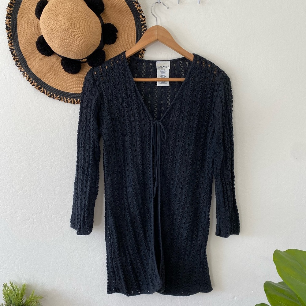 Vintage Black Open Knit Cardigan